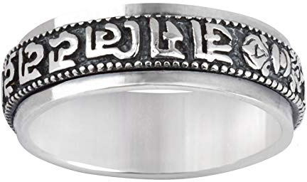 Silverly Dam herr .925 sterling silver spinner tibetansk buddhistisk mantra sanskrit bandring, Silver