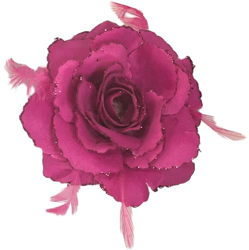 Fascinator mit Rosen, groß, Fuchsia, Haarschmuck, Haarschmuck, elastisch, Fuchsia, Hochzeit, Haarblume, 1 Stück