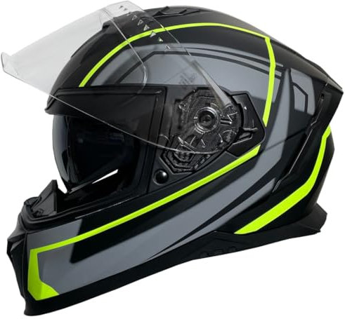Integralhelm Helm Motorradhelm RALLOX 69-G neon gelb grün schwarz matt Größe M mit Sonnenvisier