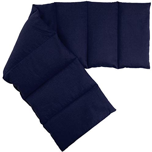 Körnerkissen 75x20cm groß 8-Kammer, dunkelblau - Wärmekissen Weizen