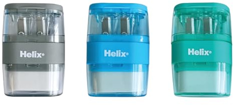 Helix Balance Duo Two Hole Pencil Sharpener and Eraser (Assorted Colours)