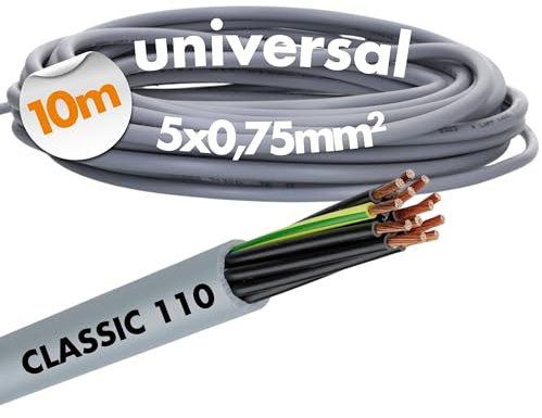 10 Meter Lapp 1119105 Ölflex Classic 110 PVC-Steuerleitung 5x0,75 mm² mit grün-gelben Schutzleiter 5G0,75mm² I Mantelleitung 5 adrig I Kabel 5 adrig