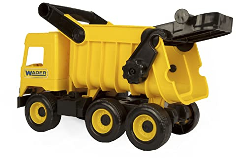 Wader 32121 - Middle Truck Kipper mit arretierbarer Mulde, Mehrfarbig, Spielzeugauto ab 12 Monaten, ca. 38 cm, kreatives Spielen