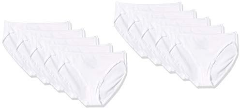 Amazon Essentials Women's Korta underkläder i bomull med höga ben (finns i plusstorlek), Pack of 10, Vit, L