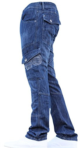 Crosshatch BNWT Designer Branded Heavy Duty Multi Pocket Dark Cargo Combat Denim Jeans Pants All Waist & Leg Sizes