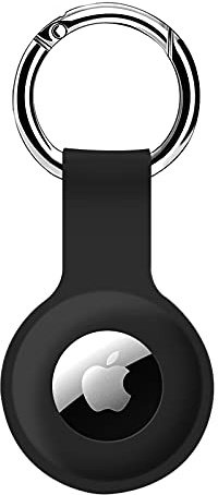 COLORCORAL AirTag Holder Case- Silicone Case for AirTag Keyring Apple 2&1 | Air Tag Case for Keys, Bags, Luggage, Pet Collars Anti- Lost and Scratch-Resistant Design for Apple Air Tags(Black)