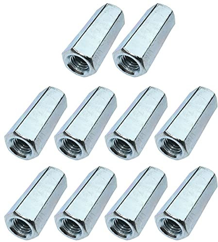 AERZETIX - C49601 - Satz von 10 Verbindungsmuttern distanzmuttern sechskant länglichen M12x50mm - verlängerungsmutter langmuttern - aus kohlenstoffstahl mit metrischem gewinde