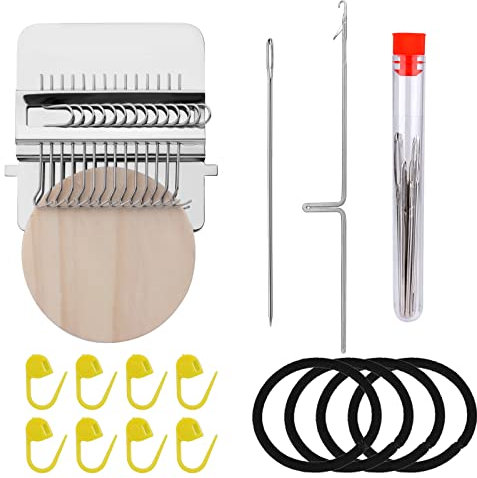 KINBOM Webstuhl Klein, Stopf Maschine Speedweve-Typ Stopfwerkzeug für Anfänger Zum Schnellen Stricken von Jeans Socken DIY Webkunst (14 Haken)