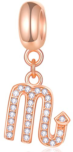Scorpion signe du zodiaque charms adapté pour bracelet breloques pandora - pendentif collier en argent sterling 925 en or rose, 12 astrologique pendentif cz scorpio perle, cadeaux pour fils/halloween