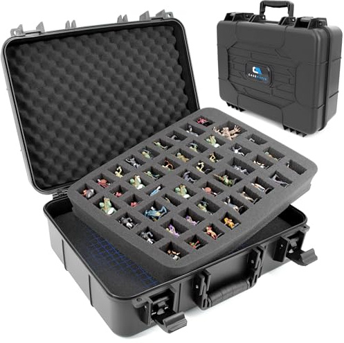 CASEMATIX Miniature Storage Case with Hard Shell & Customizable Foam – Travel Case Compatible with Warhammer 40K, DND, RPG Miniatures, Large Units, Vehicles & Tabletop Figures