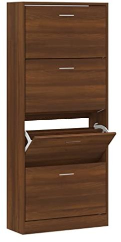 vidaXL Mueble Zapatero Armario Pasillo Entrada Estante Almacenamiento Organizador Sala de Estar Dormitorio Contrachapada Color Marrón Roble