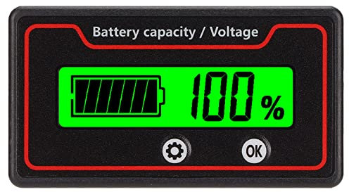 12-84 V Batteriekapazitätsanzeige, Spannungsmesser, Batteriemonitor, Batterieleistungsanzeige für Elektrofahrzeugbatterien Usw (Grünes Licht)