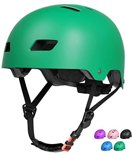 FAYDUDU Kids Bike Helmet Toddler Skateboard Helmets for Ages 3-13 Years Boys Girls CE Certified Safety Adjustable Multi-Sport Roller Skating Scooter Cycling Helmet (Green, M)