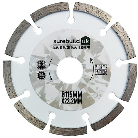 Surebuild UK 115mm 4-1/2 Mortar Raking Diamond Grinding Disc Blade, SBBD040