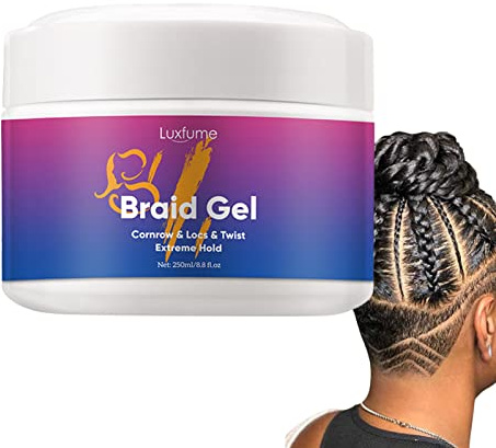 Teksome Gel coiffant pour Tresse | 250 ML de Gel Capillaire Brillant et revitalisant | Extra Hold Edge Stay Gel pour Le Conditionnement des Cheveux des tresseuses, Longue durée