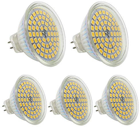 Mengjay 5 Stück GU5.3 MR16 Led Lampe 12V Warmweiß 3W,25W GU5,3 Halogenlampe Äquivalent,GU 5.3 Sockel Glühlampen,Hohe Kompatibilität, 3000K,50mm Durchmesser,Aluminium,320LM