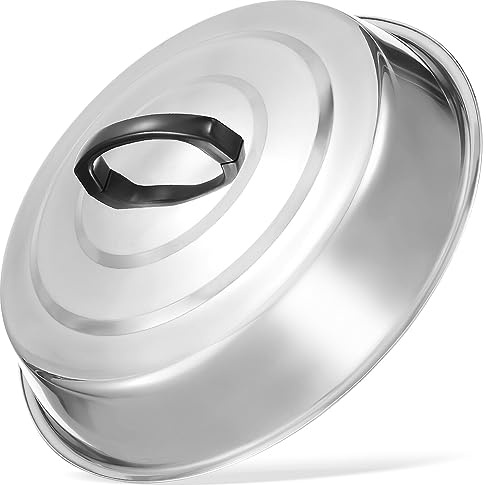 PRETYZOOM Topfdeckel Hitzebeständig aus Edelstahl mit Verstärktem Rand und Leicht zu Reinigen als Abdeckung für Grillplatten und Bratpfannen im Haushalt