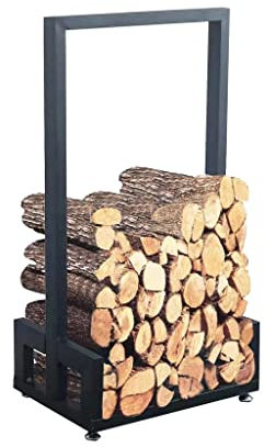 Estante de Almacenamiento de leña, Estante de Almacenamiento de Madera de Metal, Estante de Almacenamiento apilable de Madera para Chimenea de Hierro rústico, Estante para leña para asador (Negro)