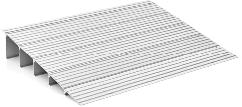 COSTWAY Rampa de Umbral de Puerta, Rampa de Umbral Ajustable de Marco de Aluminio Resistente, Superficie Antideslizante, Capacidad de 317 KG, para Sillas de Ruedas y Sillas Eléctricas (Altura 13 cm)