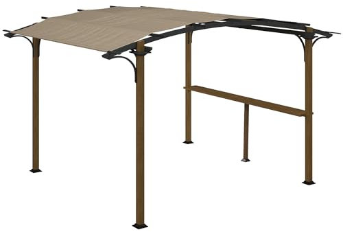 Outsunny Pergola da giardino con tetto a contro arco protezione UV - struttura in alluminio e acciaio - dim. 406L x 260L x 239H cm