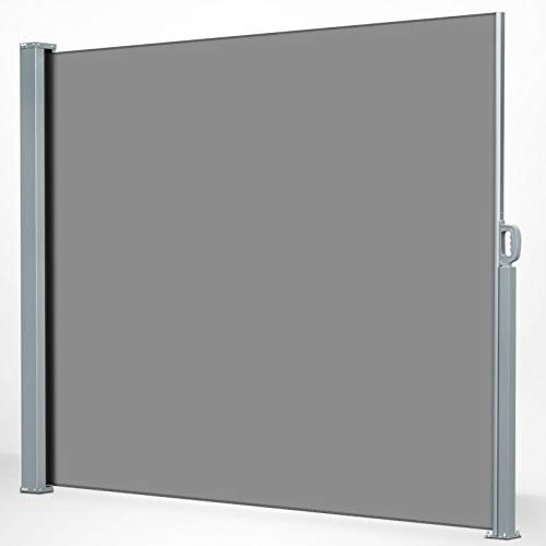 KARAT Tenda da sole laterale – allungabile, in antracite, 180 x 300 cm – Opaca frangivista & protezione dal vento per giardino, balcone e terrazza, tenda laterale con montaggio a parete