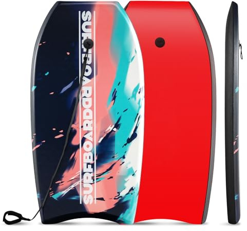 GYMAX Body Boards for Beach, 33/37/41 Body Board with EPS Foam Core, Crescent Tail, Dual Channel & Wrist Leash, Lightweight Bodyboard for Kids, Youth, Adults (Orange Wave, 37inch)