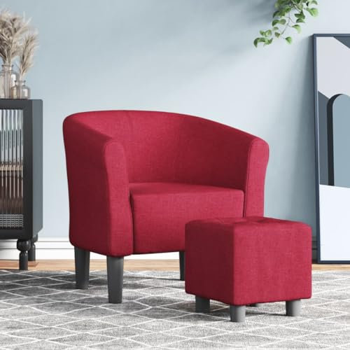 Fußbank Clubsessel mit Hocker Lesesessel Cocktailsessel Sessel Retrosessel mit Fußhocker Einzelsessel Loungesessel Kleiner Relaxsessel Bürostuhl blau