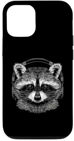 Coque pour iPhone 14 Pro Casque Raccoon DJ