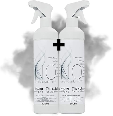 No Odor Anti Tabak Geruchsneutralisierer 2x 500ml – Rauchgeruch aus Auto entfernen schnell & effektiv, ohne Duftstoffe - Anti Rauch Geruch für Wohnung, Polster und Textilien, Made in Germany