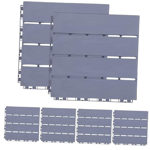 WOONEKY Baldosas De Plástico Entrelazadas Para Terrazas y Patios Exteriores Resistentes Intemperie, Antideslizantes, Color Azul Gris, 6 Piezas, Uso En Jardín y Baño