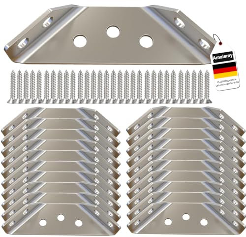 20 PCS Corner Bracket, Stainless Steel Angle Brackets for Wood with 84 PCS Screws, Metal Universal Furniture Corner Connector, Trapeziform Fastener Corner Braces for Furniture Fixation