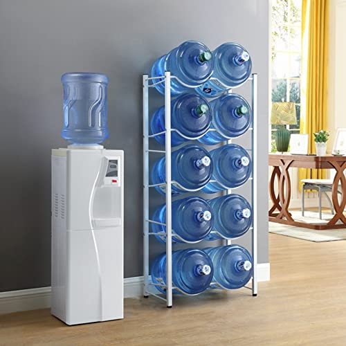 Soporte para jarra de agua de 5 galones para dispensador de agua, estante de almacenamiento para jarra de agua de 3/4/5 niveles para 6/8/10 botellas, pantalla resistente para botellas de agua (color: