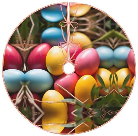 jingong Weihnachtsbaumdecke mit Ostereier-Aufdruck, Winter-Weihnachtsbaummatte, Teppich für Weihnachten, Urlaub, Party, Ornament