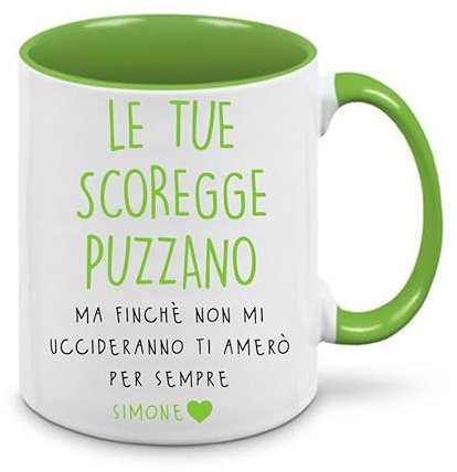 Mr. Gadgets Tazza in Ceramica Le tue scoregge puzzano Personalizzabile con nome-Divesi colori disponibili-San Valentino-Natale-Compleanno (Scoregge)