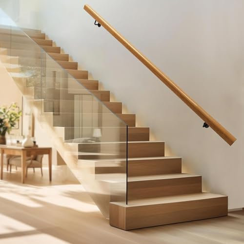 Garde-corps en bois massif antidérapant pour intérieur et extérieur, 120 cm de longueur, balustrade ronde pour porche et barre de support murale