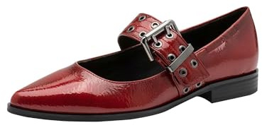 Marco Tozzi Ballerine Donna con Cinturino a Punta, Rosso (Dk.Red Pat.), 38 EU
