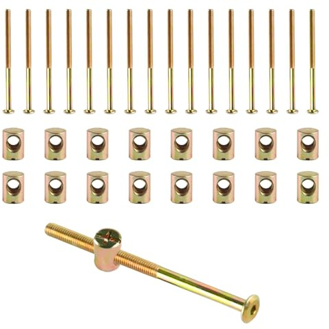 16 Pcs M6x100mm Bed Bolts With Nuts | Stainless Steel, Rust‑proof, Ideal for Headboards, Cots, Sofas, And Wooden Furniture, Simple Installation with Hex Key.