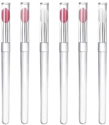6 Pcs Silicone Lip Brush Set, Reusable Lipstick Applicator with Cover, Multi-Use Nail Art & Makeup Brushes for Lip and Eyeshadow