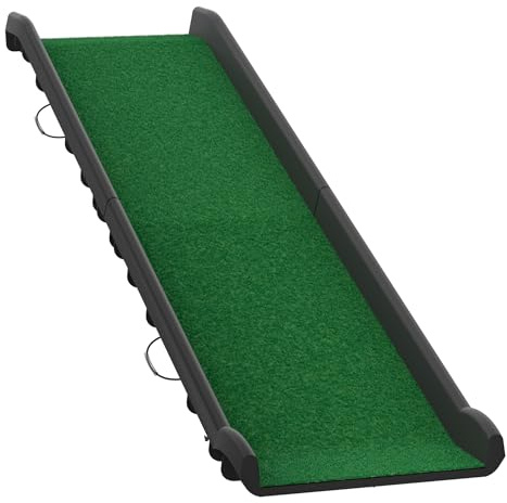 HENGMEI Hundtrappa hundramp bil vikbar plast hundar uppkörningsramp bagageutrymme starthjälp, husdjurstrappa för stora och tunga hundar, 156 x 40 cm, grön