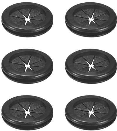 M METERXITY 6-Pack Rubber Grommets for Wiring 38mm Desk Grommet Double-Sided Flexible Cable Cord Grommet Desk Hole Cover for Cables/Wires Through Protection [Black, Petal-Shaped]