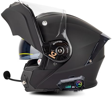 EBAYIN Casque De Moto Modulaire Bluetooth Intégral Rabattable avec Double Visière Anti-buée Anti-UV Homologué ECE Microphone Intégré for Hommes Et Femmes(J,XXXXL(67~68cm))