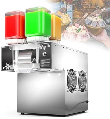 RayGenius Machine à Glace pilée Automatique, broyeur à cônes de Neige 120 kg/Jour, Machine à Glace Flocons de Neige Commerciale, Machine à Glace 4 parfums pour la Maison,1200W