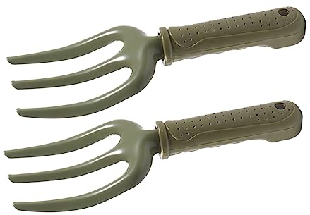 Toyvian 2pièces Fourche à Désherber Plantation Outil De Jardinage pour Fleurs Et Légumes Manche Bois Confortable