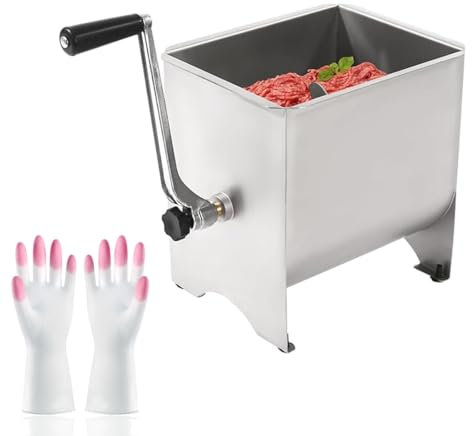 Hachoir à viande manuel – Mélangeur à viande en acier inoxydable pour saucisse, capacité de 9 kg, mélangeur commercial inclinable avec couvercle