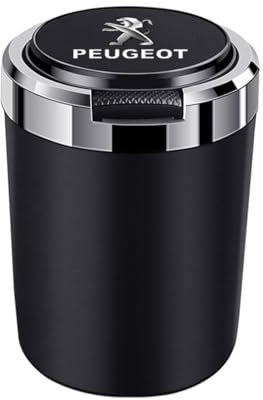 BSWNSJZT Autoaschenbecher für Peugeot 3008 2017-2025, Aschenbecher mit Deckel Metalleinsatz Tragbar Dekorativ Autozubehör,A-Black