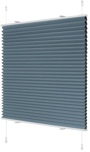 Wabenplissee ohne Bohren Verdunklung Plissee Klemmfix ohne Bohren Blau-Weiß 45x120cm(BxH) Thermo Doppelplissee 100% Blickdicht Jalousie für Fenster ohne Bohren Sanfree