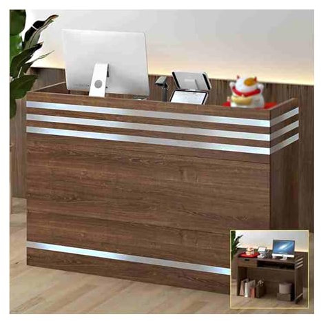Eleganter Empfangstresen – Willkommenseinheit für Einzelhandel und Büro, ideal für Bekleidungsgeschäfte, gewerbliche Nutzung – Silberne Eichenleiste, 80 cm (31,5 Zoll)