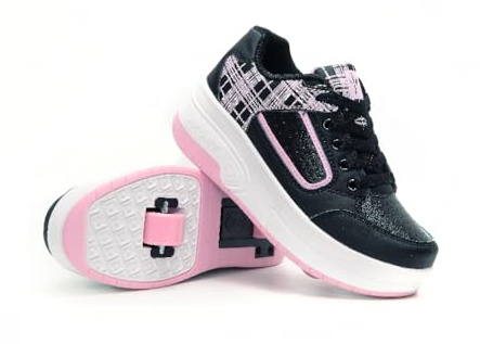 HUSKSWARE Kinder Schuhe mit Rollen – Roller Schuhe Kinder mit 2 abnehmbaren Rädern, LED Blinkrädern & USB-Aufladung, Turnschuhe mit Rollen für Mädchen und Jungen, Geschenk für Outdoor & Freizeit