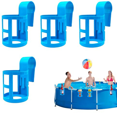 XFSRG 4 Piezas Portavasos de Piscina Desmontable Accesorios Piscina Portavasos Colgante para Colocar Bebidas y Objetos Pequeños en el Borde de la Piscina （Azul 2）