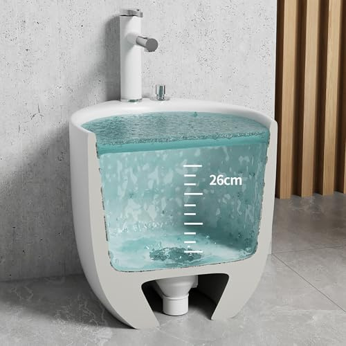 Ceramic Foot Bath Soak Tub with Hot & Cold Water Taps Spa Pedicure Foot Spa for Relaxation White Bathtub for Home Use & Self-Care